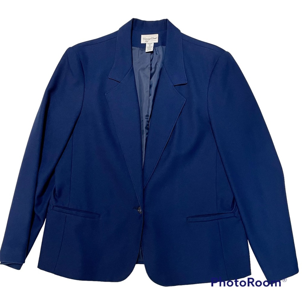 Carriage Court Fit Women’s Long Sleeve Jacket Blazer 1 Button Front Collar Lapel